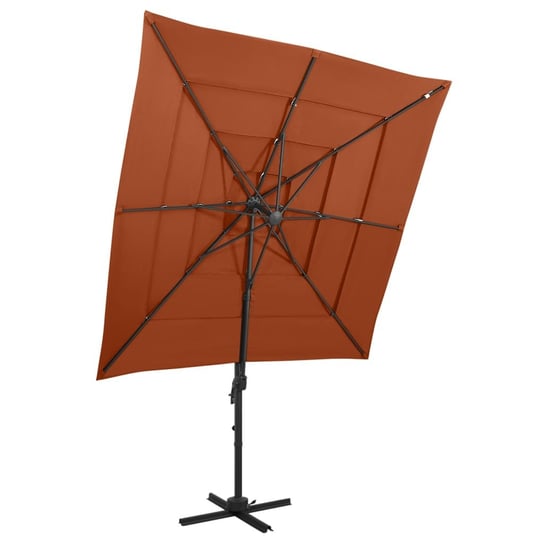 vidaXL, 4-poziomowy parasol na aluminiowym słupku, terakota, 250x250 cm vidaXL