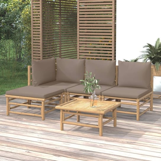 vidaXL 5-cz. zestaw mebli do ogrodu, poduszki w kolorze taupe, bambus vidaXL