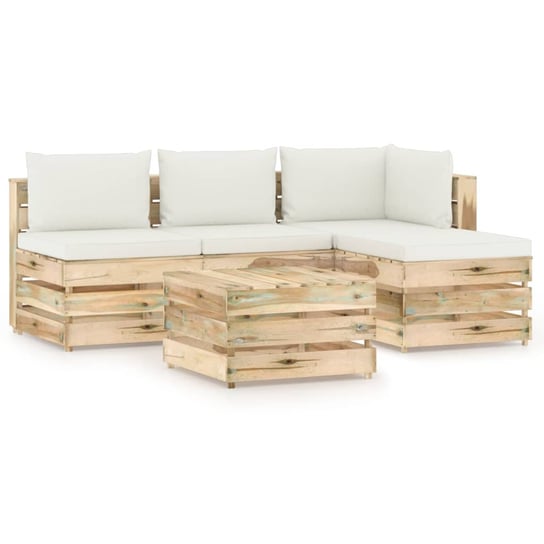 vidaXL 5-cz. zestaw wypoczynkowy do ogrodu, z poduszkami, drewniany vidaXL