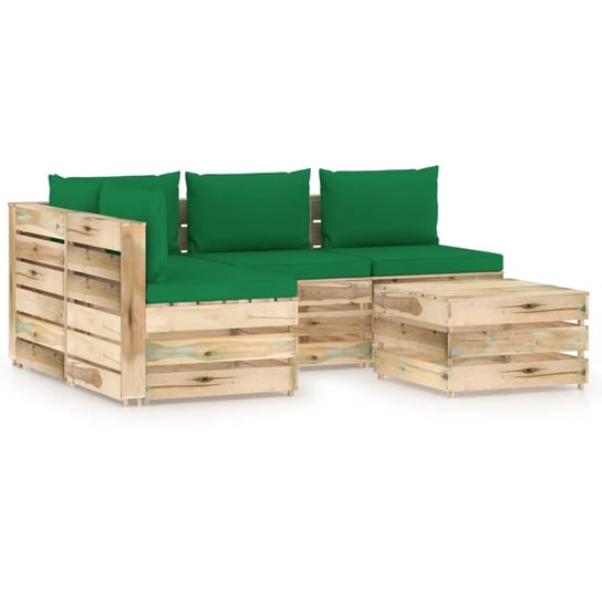 vidaXL 5-cz. zestaw wypoczynkowy do ogrodu, z poduszkami, drewniany vidaXL