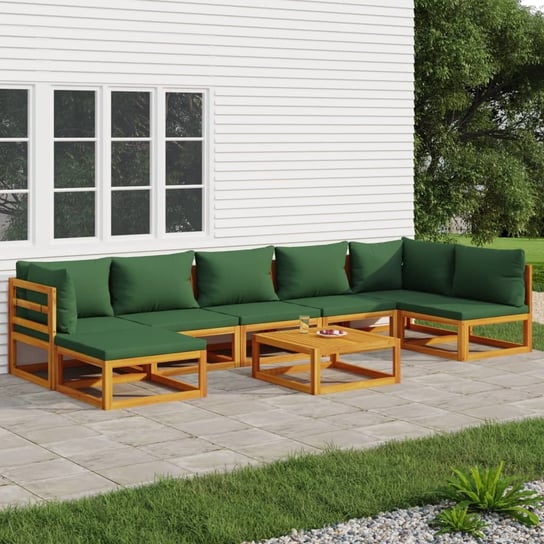 vidaXL 5-cz. zestaw wypoczynkowy do ogrodu, zielone poduszki, drewno vidaXL