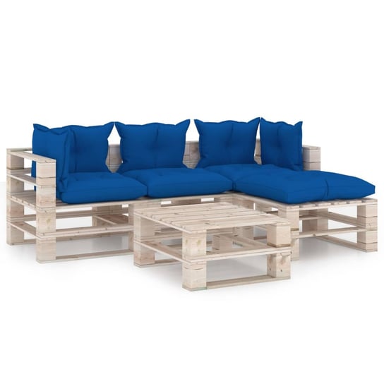 vidaXL 5-cz. zestaw wypoczynkowy z palet, z poduszkami, drewno sosnowe vidaXL