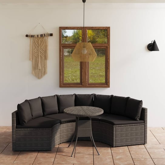 vidaXL 5-częściowa sofa do ogrodu, z poduszkami, polirattan, szara vidaXL