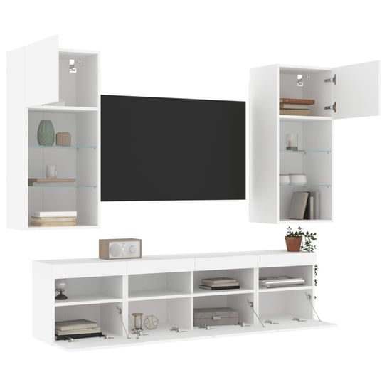 vidaXL 5-częściowy zestaw mebli TV z LED, biały vidaXL