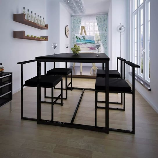 vidaXL 5-elementowy zestaw mebli do jadalni: stół i krzesła, czarny vidaXL