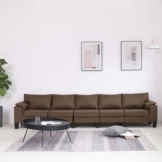 vidaXL 5-osobowa sofa, brązowa, tapicerowana tkaniną vidaXL