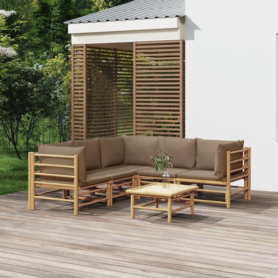 vidaXL 6-cz. zestaw mebli do ogrodu, poduszki w kolorze taupe, bambus vidaXL