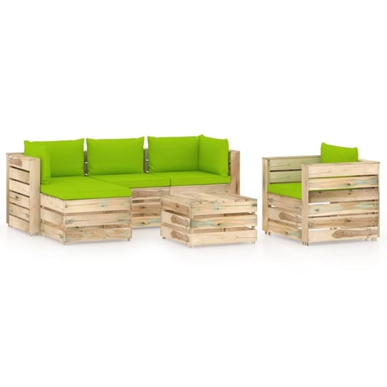vidaXL 6-cz. zestaw wypoczynkowy do ogrodu, z poduszkami, drewniany vidaXL