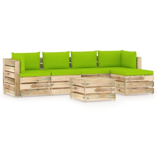 vidaXL 6-cz. zestaw wypoczynkowy do ogrodu, z poduszkami, drewniany vidaXL