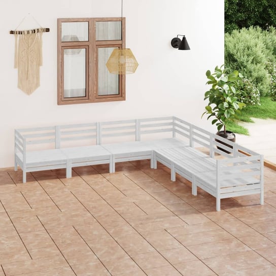 vidaXL 7-cz. zestaw wypoczynkowy do ogrodu, biały, drewno sosnowe vidaXL