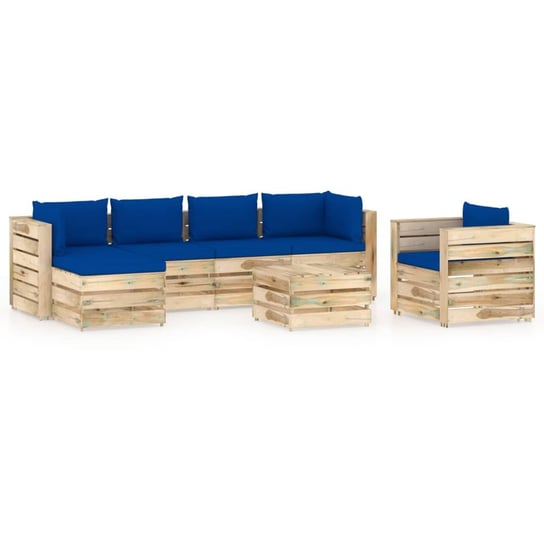 vidaXL 7-cz. zestaw wypoczynkowy do ogrodu, z poduszkami, drewniany vidaXL