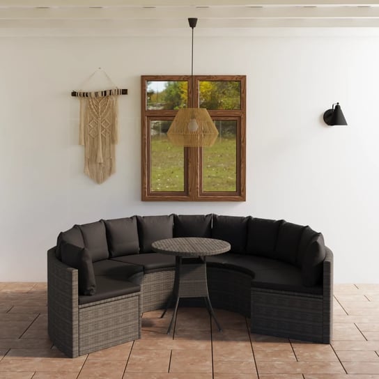 vidaXL 7-częściowa sofa do ogrodu, z poduszkami, polirattan, szara vidaXL