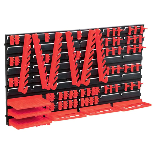 vidaXL, 71-częściowy organizer na panelach ściennych, czerwono-czarny vidaXL