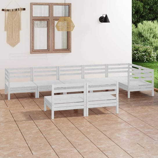 vidaXL 8-cz. zestaw wypoczynkowy do ogrodu, biały, drewno sosnowe vidaXL