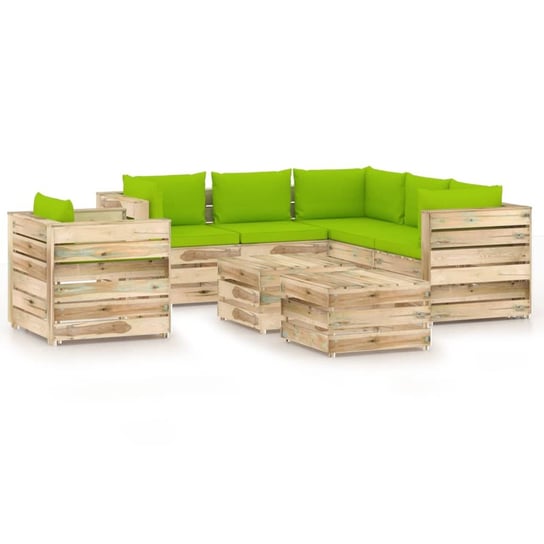 vidaXL 8-cz. zestaw wypoczynkowy do ogrodu, z poduszkami, drewniany vidaXL