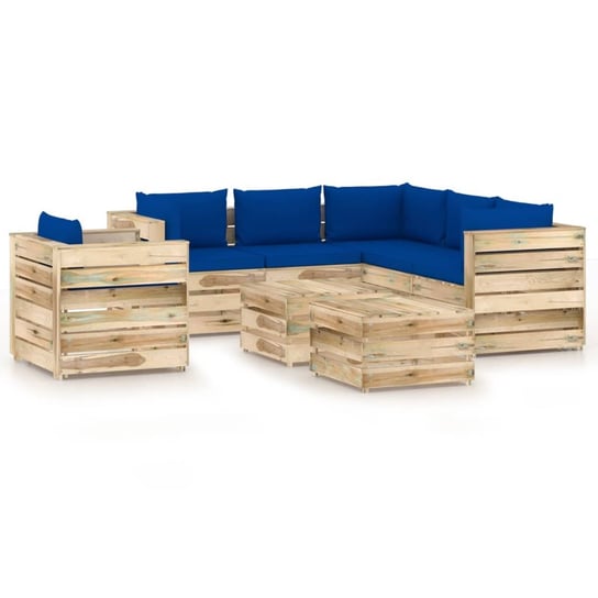 vidaXL 8-cz. zestaw wypoczynkowy do ogrodu, z poduszkami, drewniany vidaXL