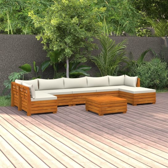 vidaXL 8-cz. zestaw wypoczynkowy do ogrodu, z poduszkami, lita akacja vidaXL