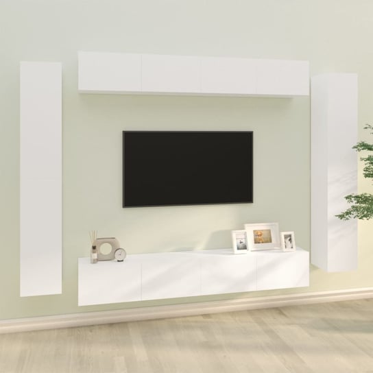 vidaXL 8-częściowy zestaw szafek telewizyjnych, biały vidaXL