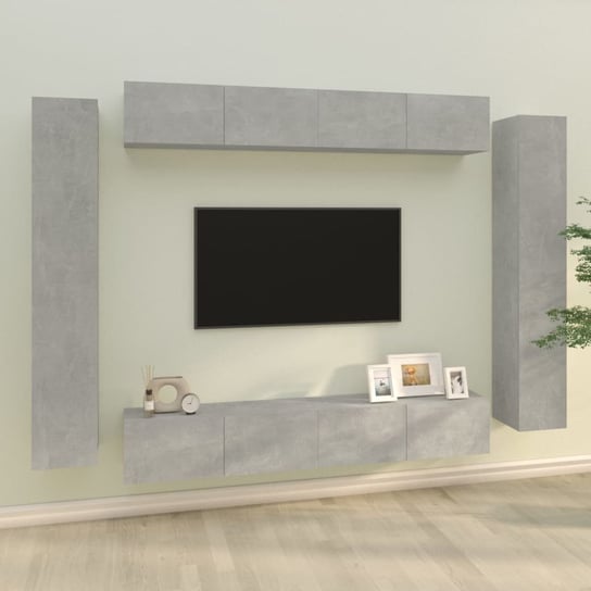 vidaXL 8-częściowy zestaw szafek telewizyjnych, szarość betonu vidaXL