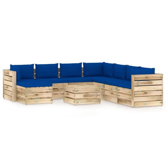 vidaXL 9-cz. zestaw wypoczynkowy do ogrodu, z poduszkami, drewniany vidaXL