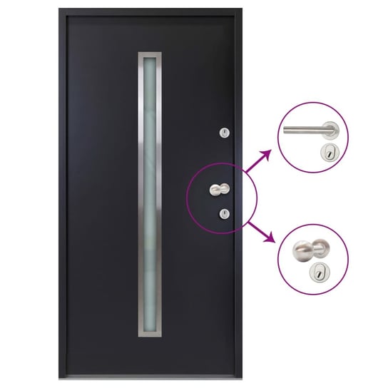 vidaXL Aluminiowe drzwi zewnętrzne, antracytowe, 110 x 207,5 cm vidaXL