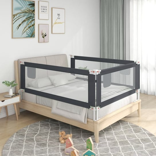 vidaXL Barierka do łóżeczka dziecięcego, ciemnoszara, 200x25 cm vidaXL