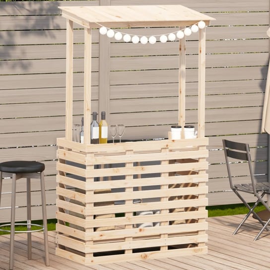 vidaXL Barowy stolik ogrodowy z daszkiem, 112,5x57x195,5 cm, drewniany vidaXL