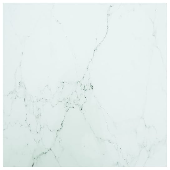 vidaXL Blat stołu, biały, 50x50 cm, 6 mm, szkło ze wzorem marmuru vidaXL