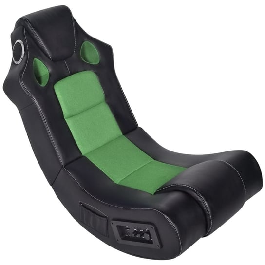 vidaXL Bujany fotel muzyczny, czarno-zielony, sztuczna skóra vidaXL