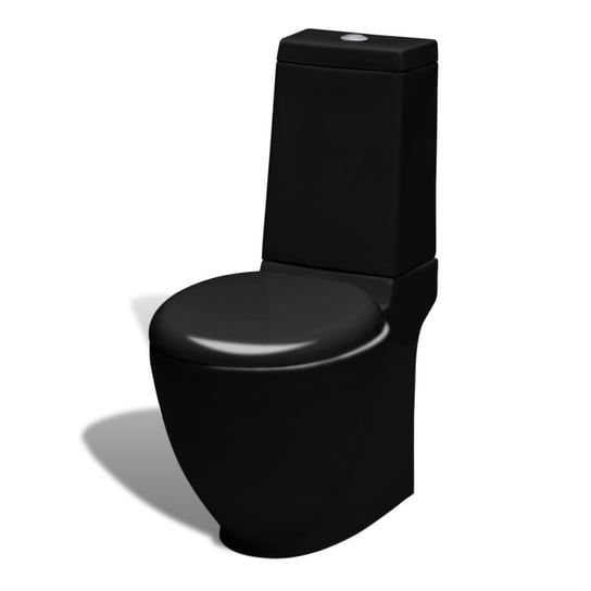vidaXL Ceramiczna toaleta ze spłuczką, okrągła, odpływ pionowy, czarna vidaXL