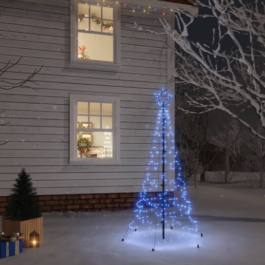 vidaXL Choinka z kołkiem gruntowym, 200 niebieskich LED, 180 cm vidaXL