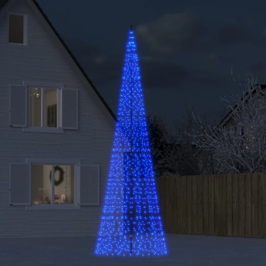 vidaXL Choinka z lampek, na maszt, 1534 niebieskie LED, 500 cm vidaXL