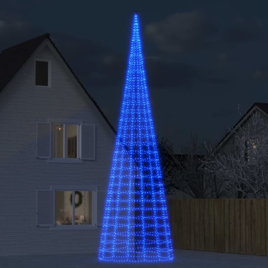 vidaXL Choinka z lampek, na maszt, 3000 niebieskich LED, 800 cm vidaXL