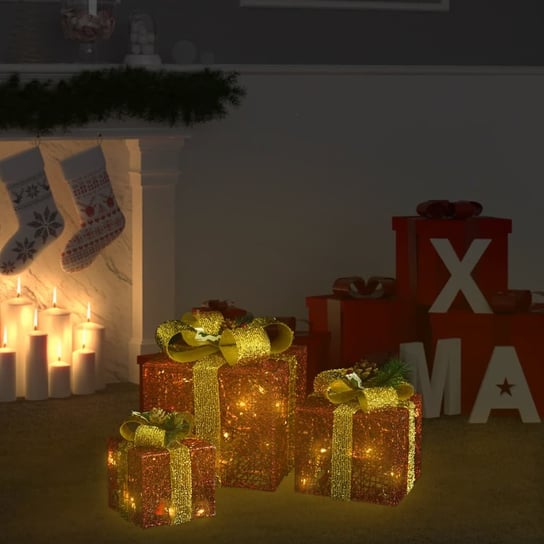 vidaXL Dekoracja świąteczna: 3 czerwone prezenty, wewnątrz/zewnątrz vidaXL