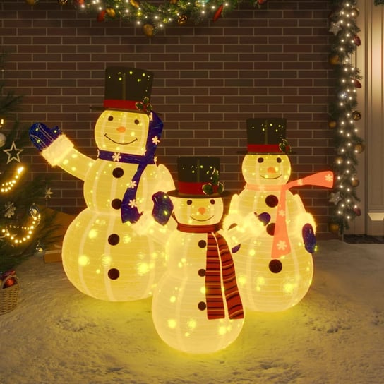 vidaXL Dekoracja świąteczna LED, rodzina bałwanków, luksusowa tkanina vidaXL
