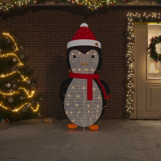 vidaXL Dekoracja świąteczna pingwin z LED, luksusowa tkanina, 180 cm vidaXL