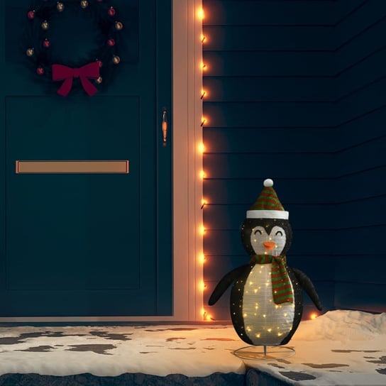 vidaXL Dekoracja świąteczna, pingwin z LED, luksusowa tkanina, 60 cm vidaXL