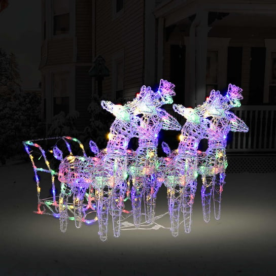vidaXL Dekoracja świąteczna – renifery z saniami, 240 LED, akrylowa vidaXL