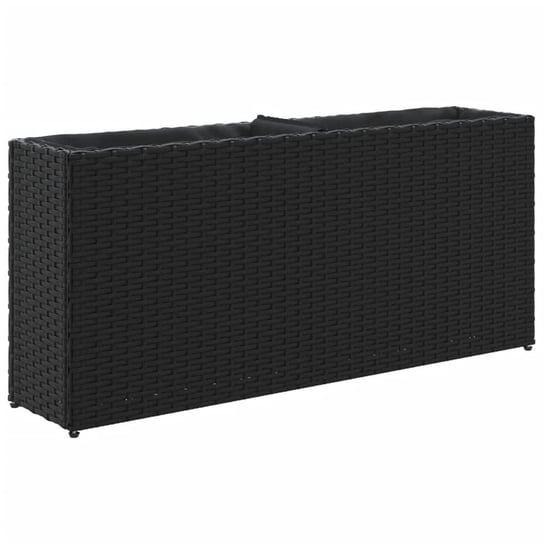 vidaXL Donica ogrodowa z 2 wkładami, czarna, 90x20x40 cm, polirattan vidaXL