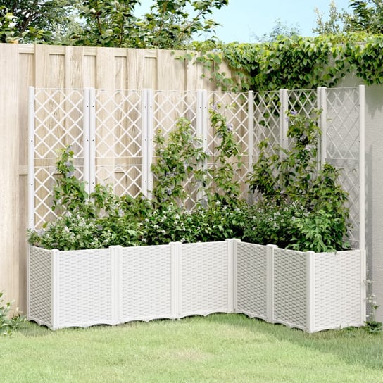 vidaXL Donica ogrodowa z kratką, biała, 160x120x140 cm, PP vidaXL