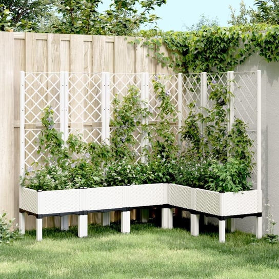 vidaXL Donica ogrodowa z kratką, biała, 160x120x142 cm, PP vidaXL