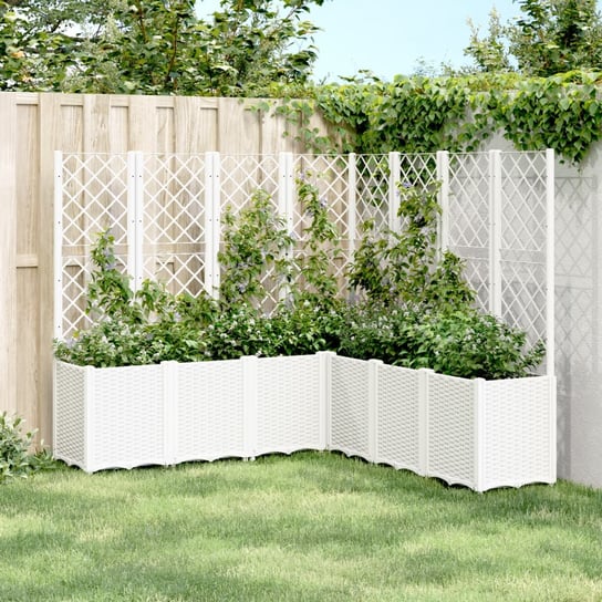 vidaXL Donica ogrodowa z kratką, biała, 160x160x140 cm, PP vidaXL