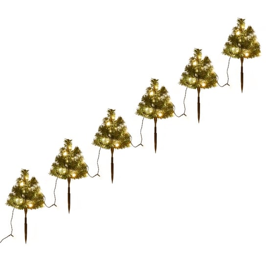 vidaXL Drzewka do ozdoby ścieżki, 6 szt., ciepłe białe LED, 45 cm, PVC vidaXL