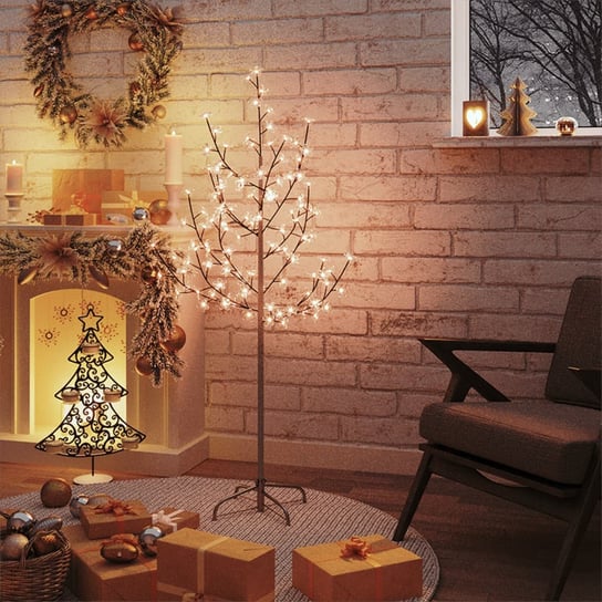vidaXL Drzewko wiśniowe, 84 ciepłe białe LED, 120 cm vidaXL