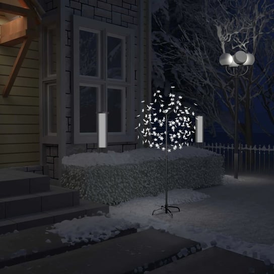 vidaXL Drzewko z lampkami, 120 LED, zimny biały, kwiat wiśni, 150 cm vidaXL