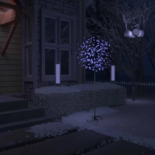 vidaXL Drzewko z lampkami, 200 LED, niebieski biały, kwiat wiśni 180cm vidaXL