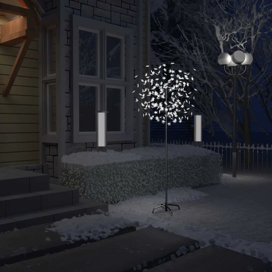 vidaXL Drzewko z lampkami, 200 LED, zimny biały, kwiat wiśni 180 cm vidaXL