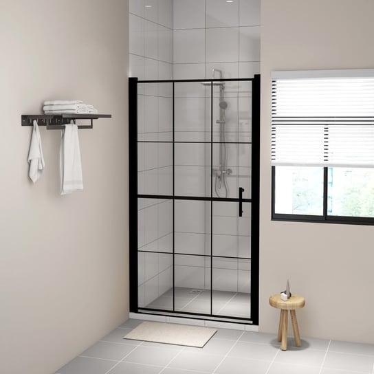 vidaXL, Drzwi prysznicowe, hartowane szkło, 100x178 cm , czarne vidaXL