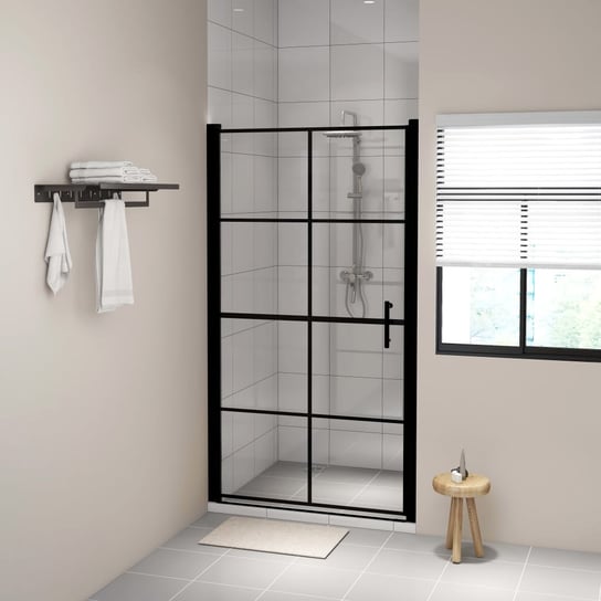 vidaXL Drzwi prysznicowe, hartowane szkło, 100x178 cm, czarne vidaXL