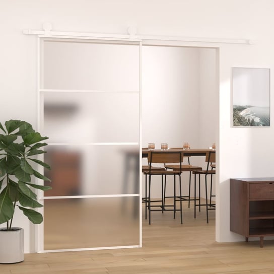 vidaXL Drzwi przesuwne, szkło ESG i aluminium, 102,5x205 cm, biały vidaXL